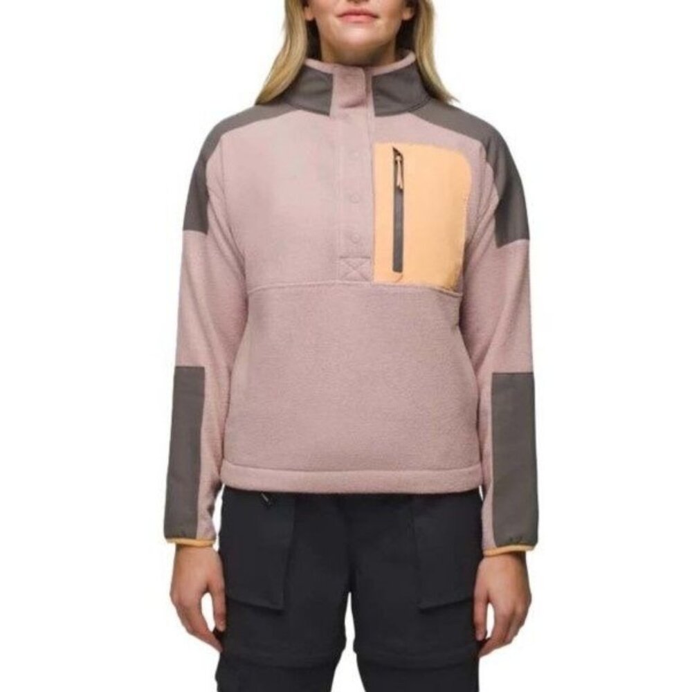 PrAna Peak 1/2 Snap Up Fleece Willow Womens Small Lightweight Zipper Pocket NWT‎